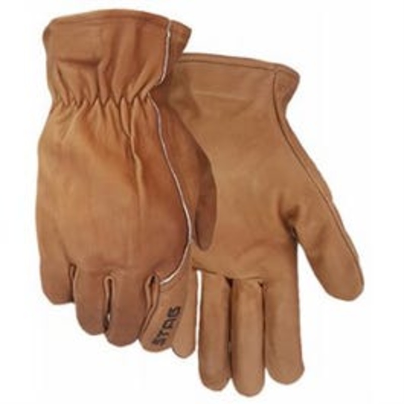 Leather Work Gloves, Premium Chocolate Cowhide, Men’s L