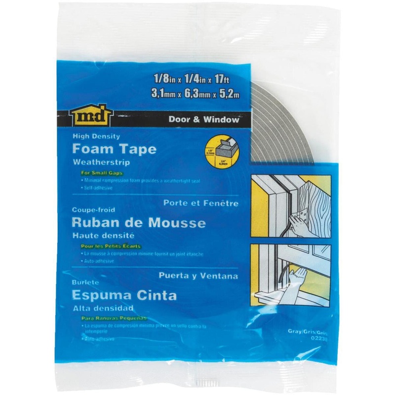 M-D 1/4″ W x 1/8″ T x 17′ L Gray Foam Weatherstrip Tape