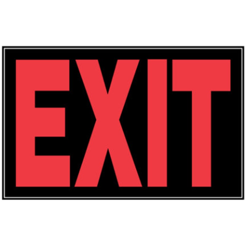 8  X 12  BLACK AND RED EXIT SIGN