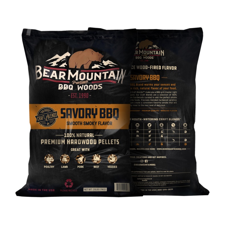 Bear Mountain Premium BBQ Woods Savory BBQ Craft Blends Wood Pellets 20 Lbs