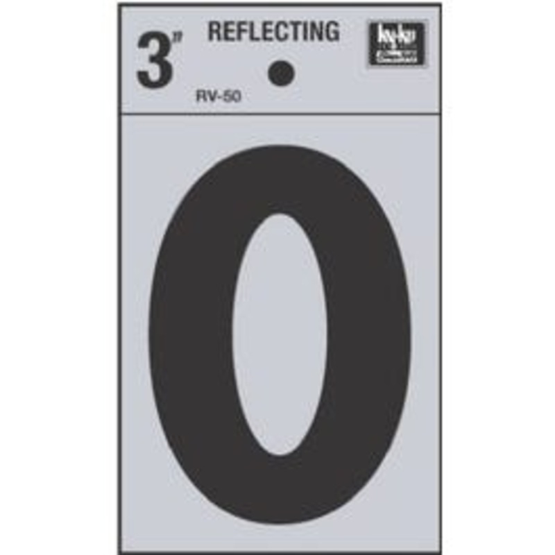 Address Letter, “O”, Black Reflective Vinyl, Adhesive, 3-In.