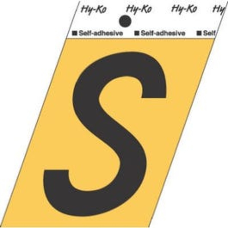 Address Letters, “S”, Black/Gold Aluminum, Adhesive, 3.5-In.
