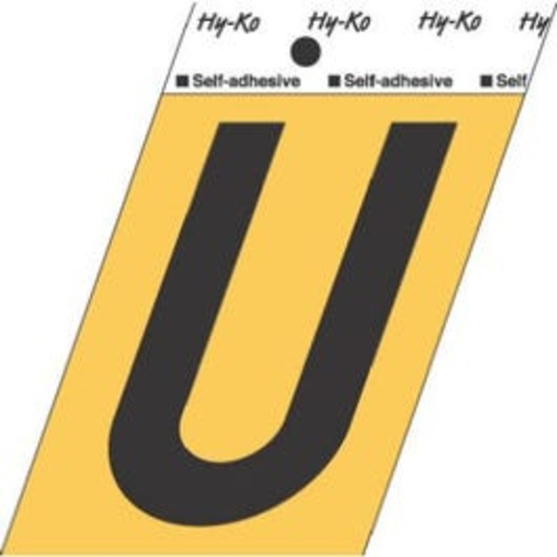 Address Letters, “U”, Black/Gold Aluminum, Adhesive, 3.5-In.