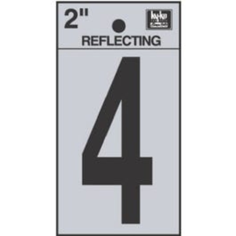 Address Number “4”, Reflective Black Vinyl, 2-In.