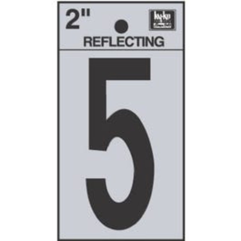 Address Number “5”, Reflective Black Vinyl, 2-In.