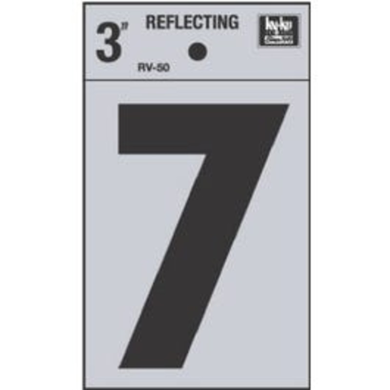 Address Number “7”, Reflective Black Vinyl, 3-In.