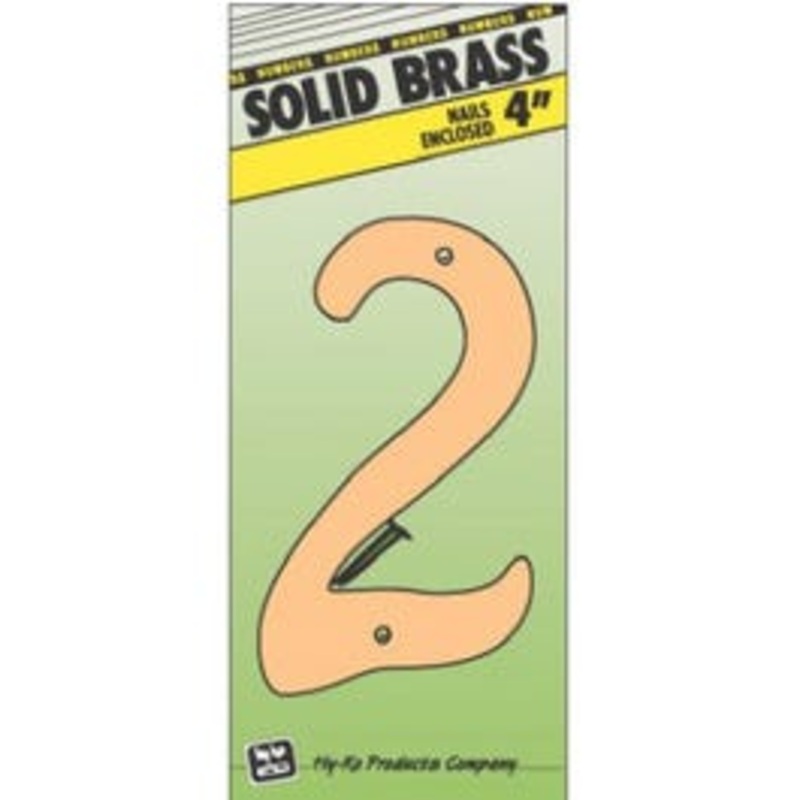 House Address Number “2”, Brass, 4-In.
