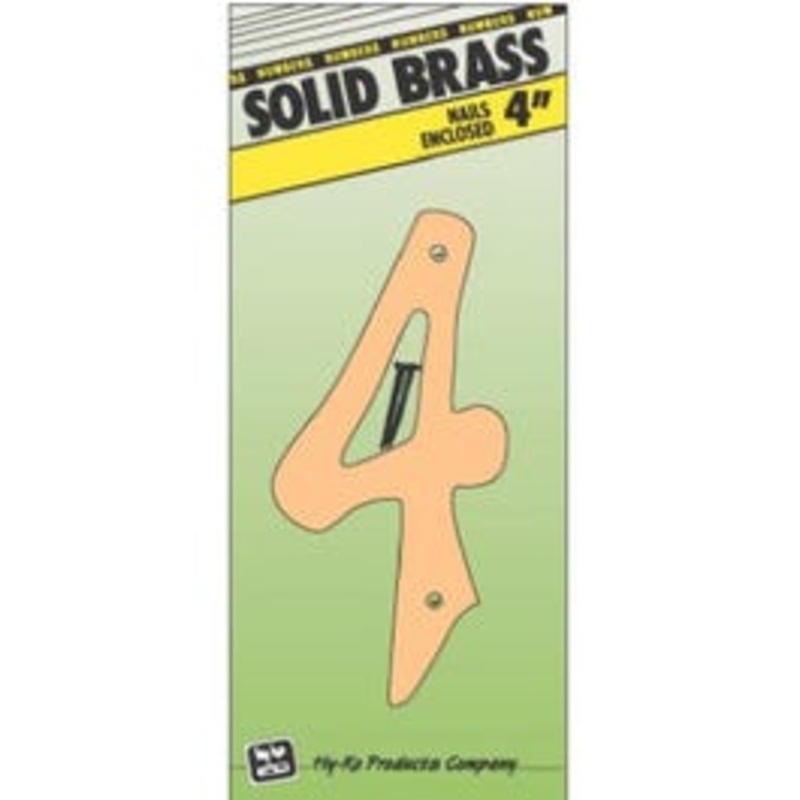 House Address Number “4”, Brass, 4-In.
