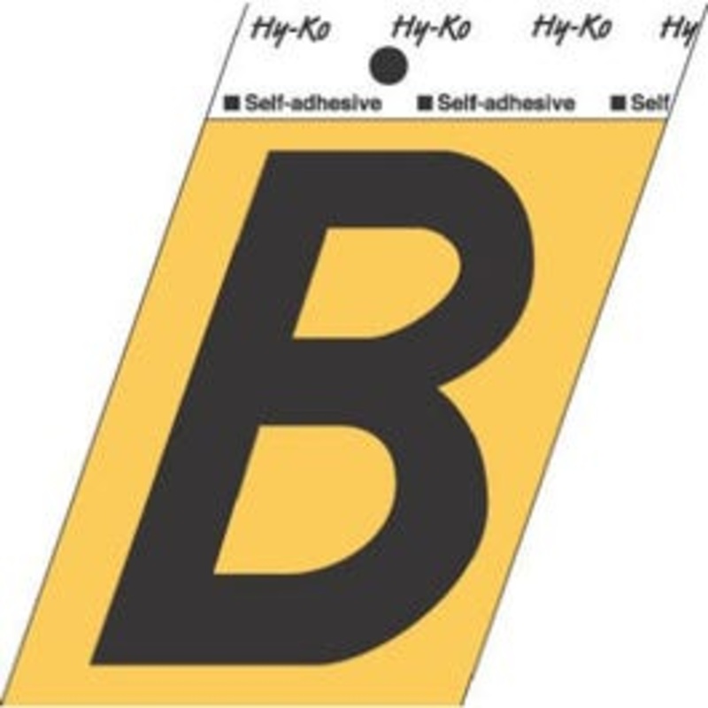 Address Letters, “B”, Black/Gold Aluminum, Adhesive, 3.5-In.