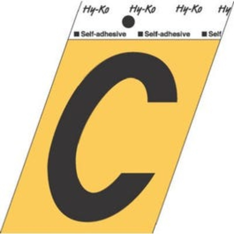 Address Letters, “C”, Black/Gold Aluminum, Adhesive, 3.5-In.