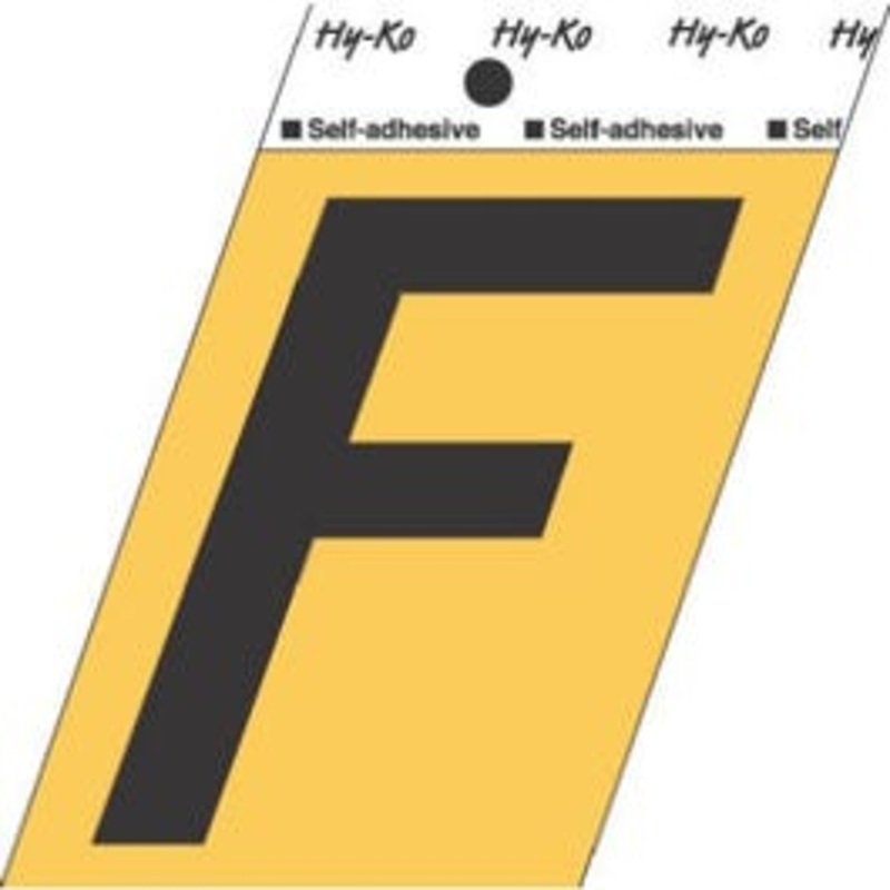 Address Letters, “F”, Black/Gold Aluminum, Adhesive, 3.5-In.