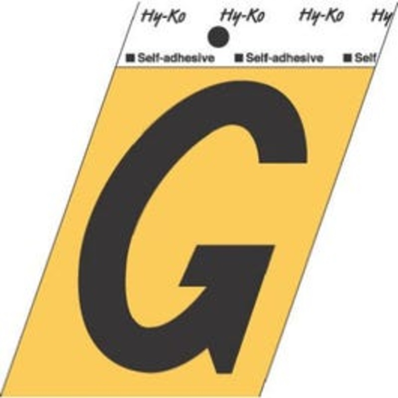 Address Letters, “G”, Black/Gold Aluminum, Adhesive, 3.5-In.