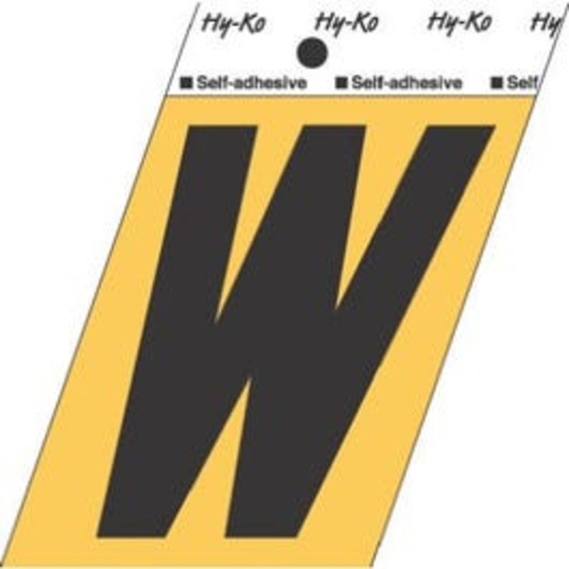 Address Letters, “W”, Black/Gold Aluminum, Adhesive, 3.5-In.
