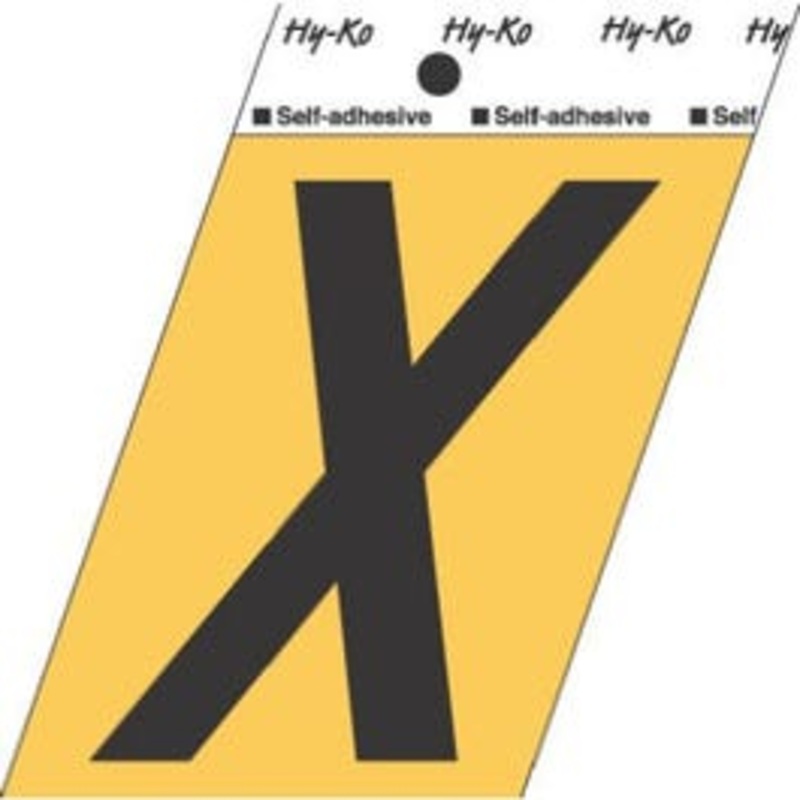Address Letters, “X”, Black/Gold Aluminum, Adhesive, 3.5-In.