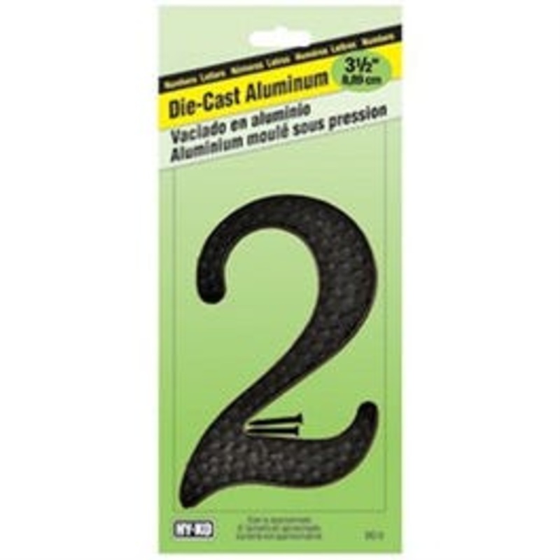 House Address Number “2”, Black Die-Cast Aluminum, 3-1/2-In.