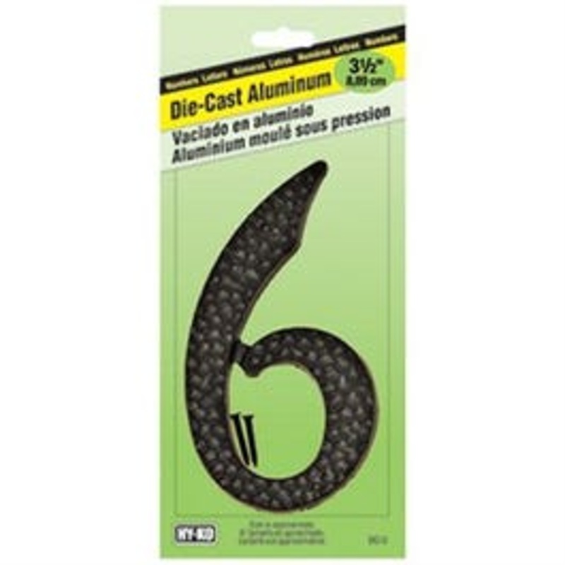 House Address Number “6”, Black Die-Cast Aluminum, 3-1/2-In.