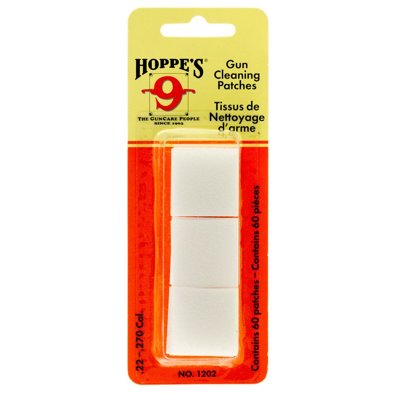 Hoppes 1202 Gun Cleaning #2 Patches .22 Cal .270 Cal Cotton 60 Per Pack