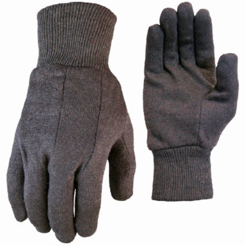 True Grip Jersey Gloves, Brown Cotton, Mens