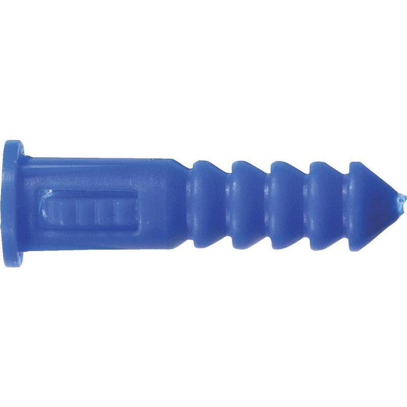 Hillman #8 – #10 – #12 Thread x 1-1/4 In. Blue Ribbed Plastic Anchor (100 Ct.)