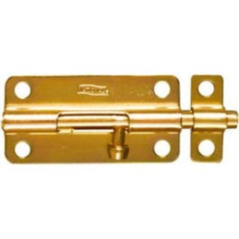Door Barrel Bolt, Dull Brass, 4-In.