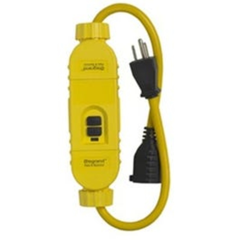 Portable GFCI Receptacle, 2-Ft. Cord, 125-Volt, 15-Amp