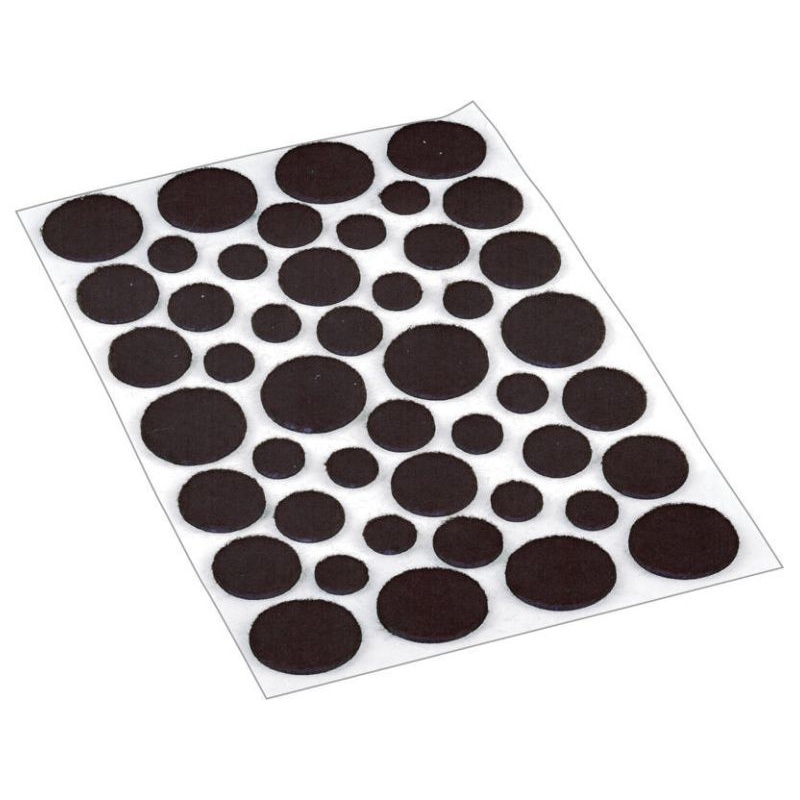 Shepherd Hardware Self-Adhesive Felt Surface Protection Pads, Assorted Sizes, 46-Count, Brown