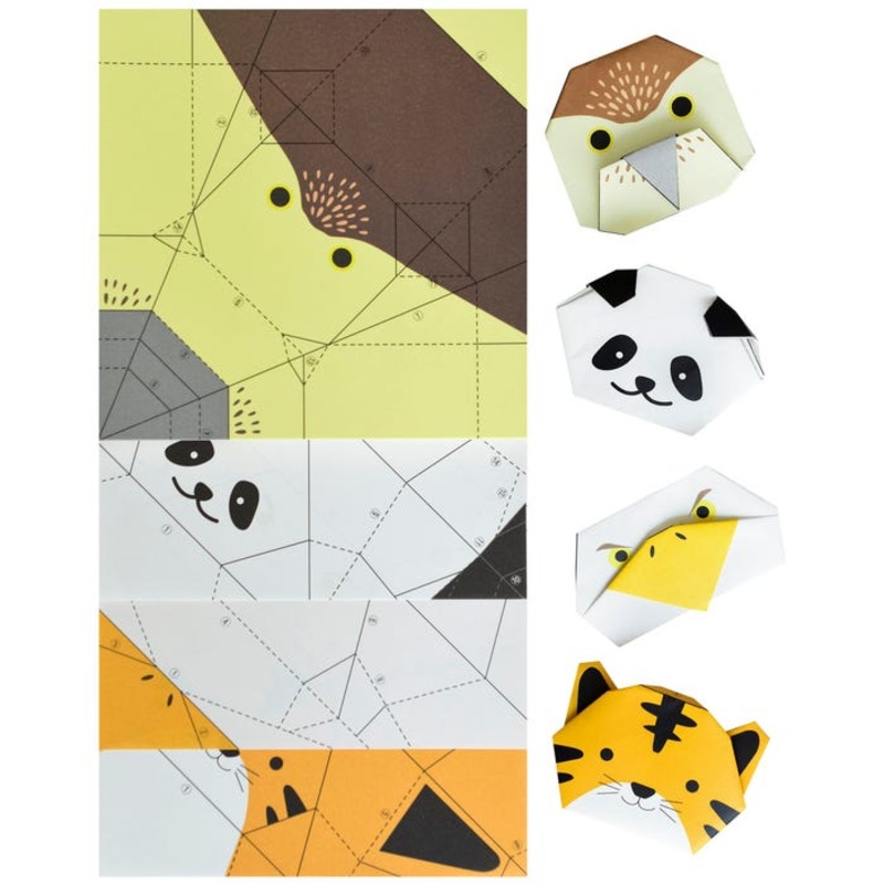 Yasutomo Fold By Number Finger Puppets, 4 Animals, 100 Sheets