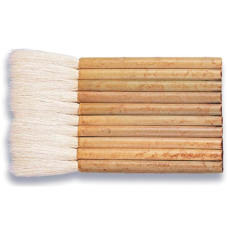 Yasutomo Hake Brush, Round Type, Short Bamboo Handle, 3-1/4 Inch, Each