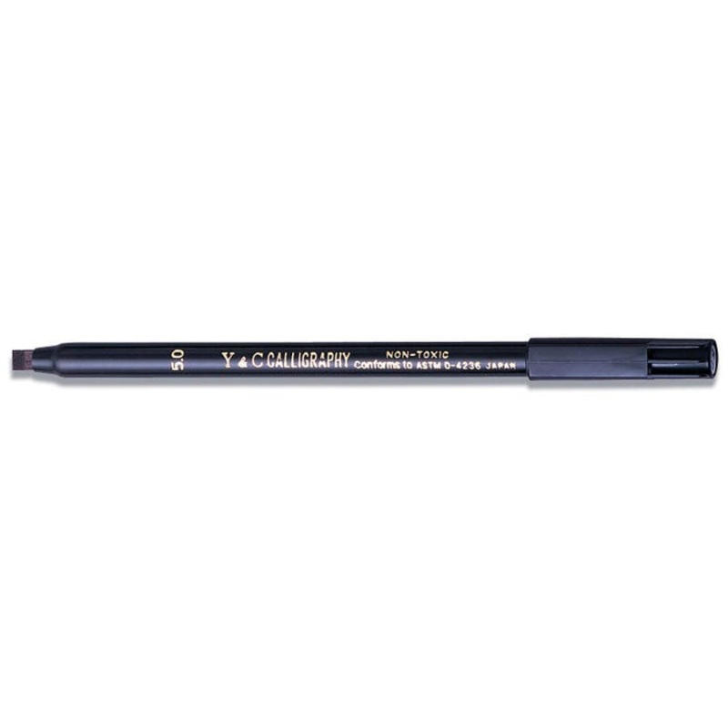 Yasutomo Y and C Non-Toxic Water Based Calligraphy Marker, 5 mm Mini-Chisel Tip, Black, Pack of 12