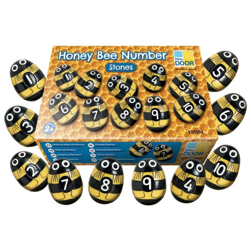 Yellow Door Honey Bee Number Stones, Set of 20