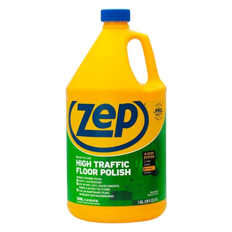 Zep Commercial High-Traffic Floor Finish, 128 Fluid Ounces, Green, Carton of 4