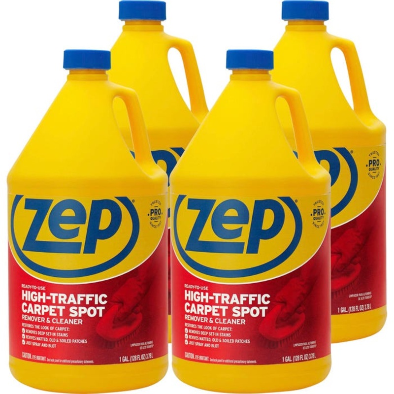 Zep High-Traffic Carpet Spot Remover & Cleaner, 128 Fluid Ounces, Red, Carton of 4