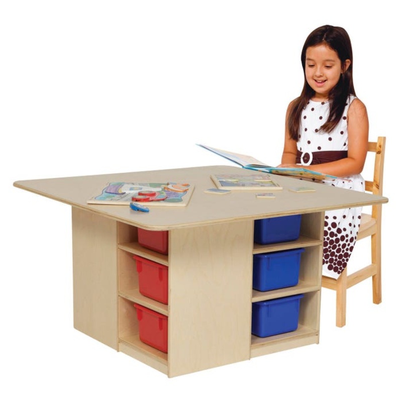 Wood Designs Cubby Table with Assorted Color Trays, 36 x 36 x 20 Inches