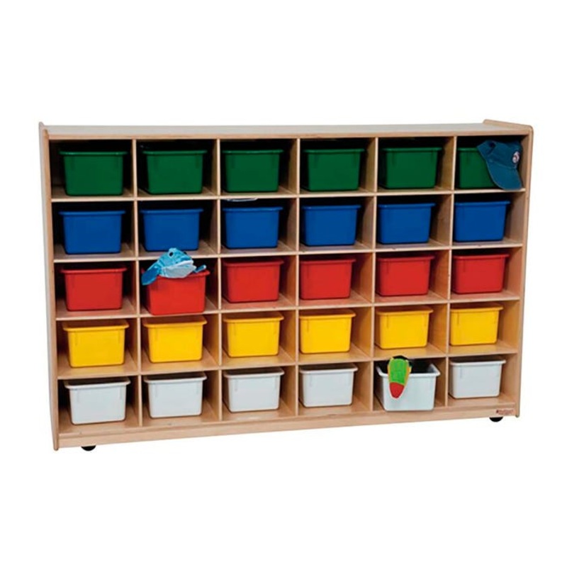 Wood Designs Cubby Unit, 30 Assorted Color Trays, Plywood, 58 x 15 x 38 Inches