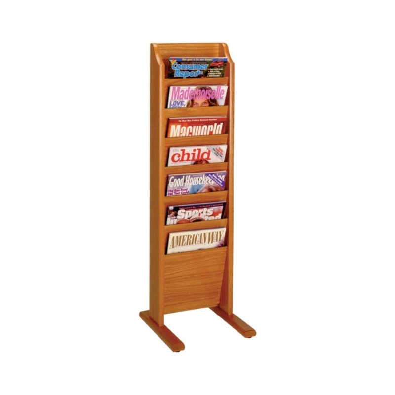 Wooden Mallet Magazine Floor Rack, 7 Pocket