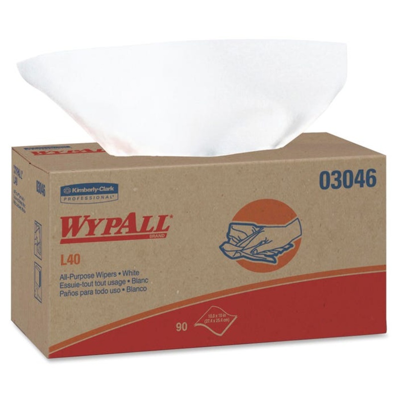 WYPALL L40 Cleaning Wipers, 90 Sheets, White, 9 Boxes Per Carton