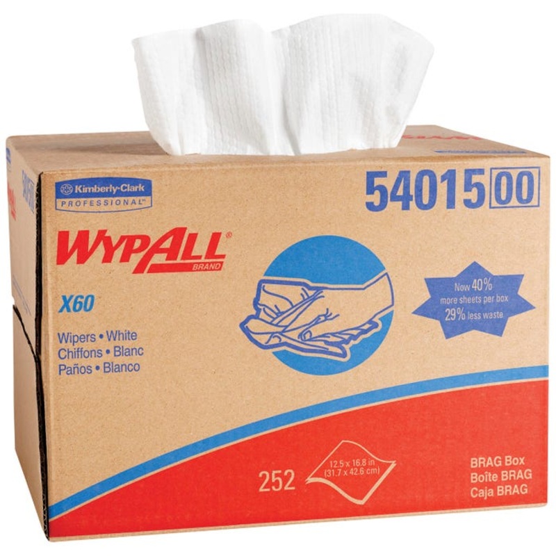 WYPALL X60 Cloths Brag Box, White, 252 Sheets