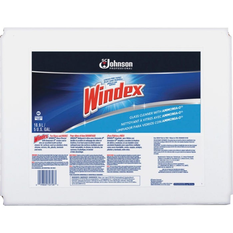 Windex Cleaner, Bag in a Box, Powerized, Streak Free, 5 Gallon
