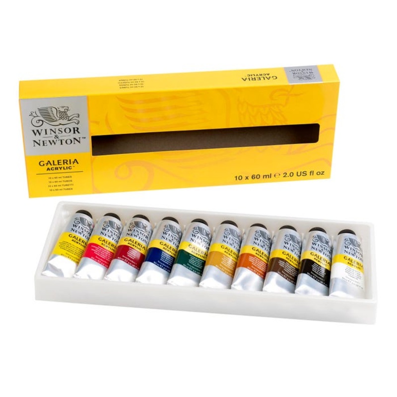 Winsor and Newton Galleria Acrylic Paint Set, Assorted Vibrant Color, 2 Ounce, Set of 10
