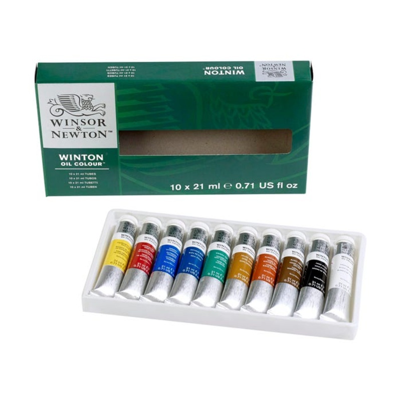 Winsor & Newton Winton Oil Color Set, 0.7 Ounce Tubes, Assorted Colors, Set of 10