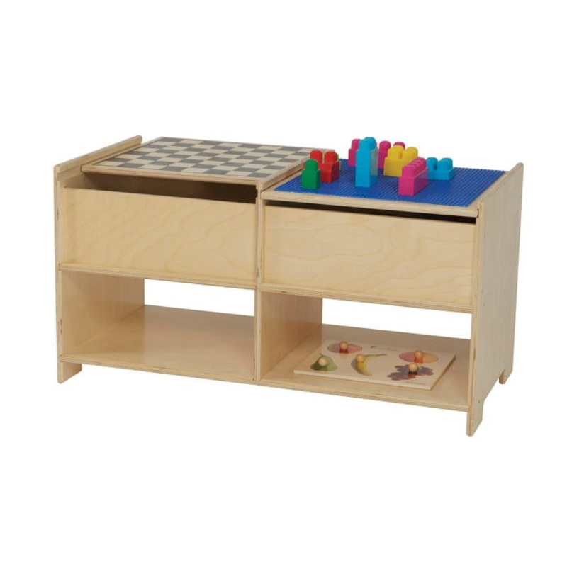 Wood Designs Build-N-Play Table with Bins and Shelf, 36-1/2 x 18 x 19 Inches