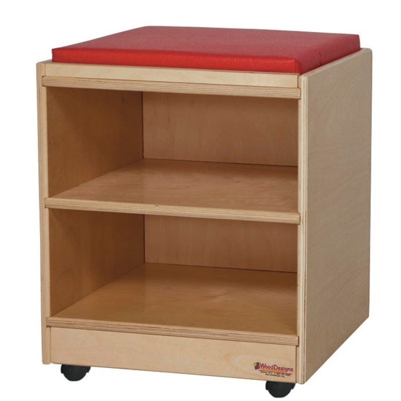 Wood Designs Mobile Stool with Cushion and Caster, 17 x 15 x 18 Inches, Red