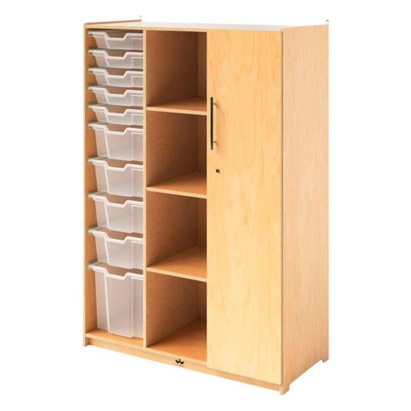 Teachers Wardrobe w/Trays & Locking Door, 40-1/2 x 19 x 59 Inches