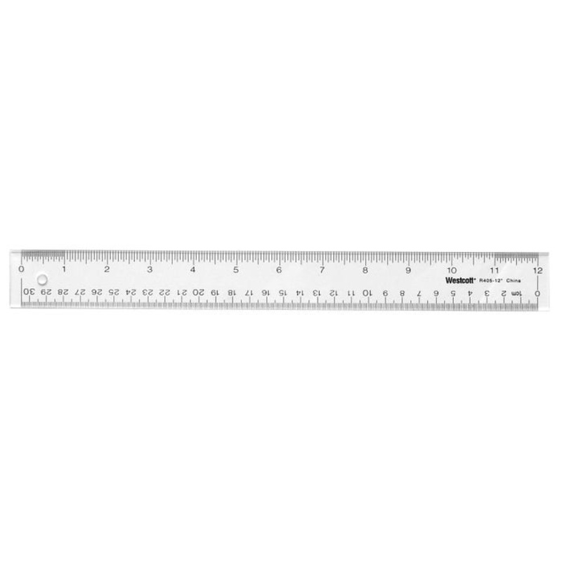 Westcott See-Through Acrylic Ruler, 12 Inches, Pack of 12