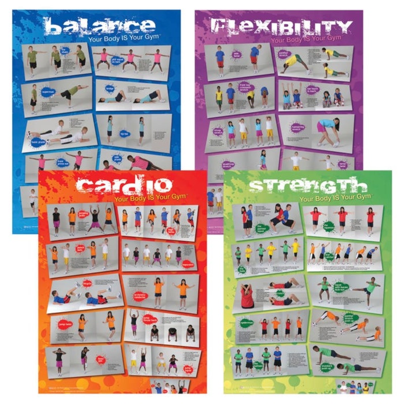 Visualz 18 x 24 in Your Body is Your Gym Posters, Set of 4