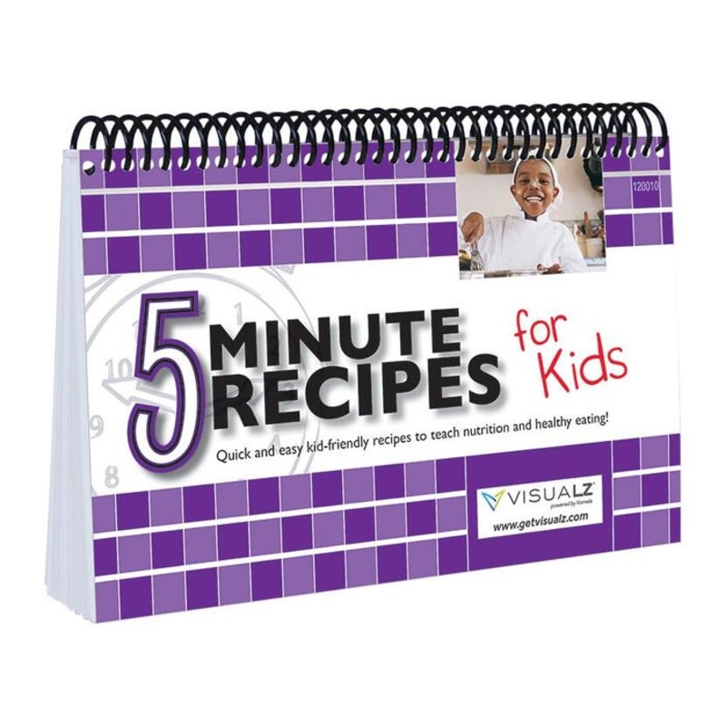 Visualz Book 8-1/2 x 5-1/2 in 5 Minute Recipes for Kids, Spiral Bound Book