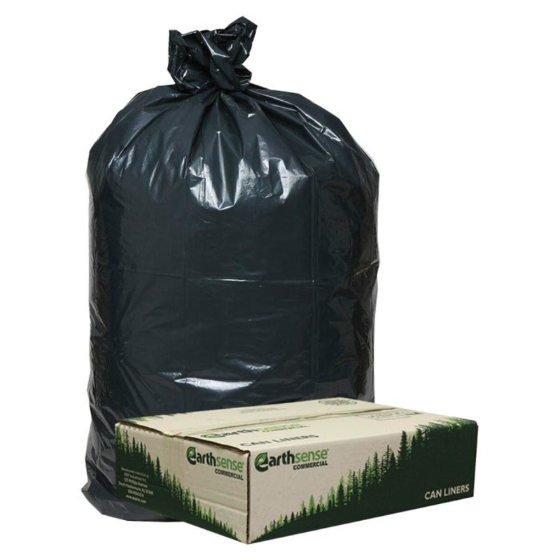 Webster Industries Heavy Duty Recycled Can Liner, 33 Gallon, Black, Pack of 80