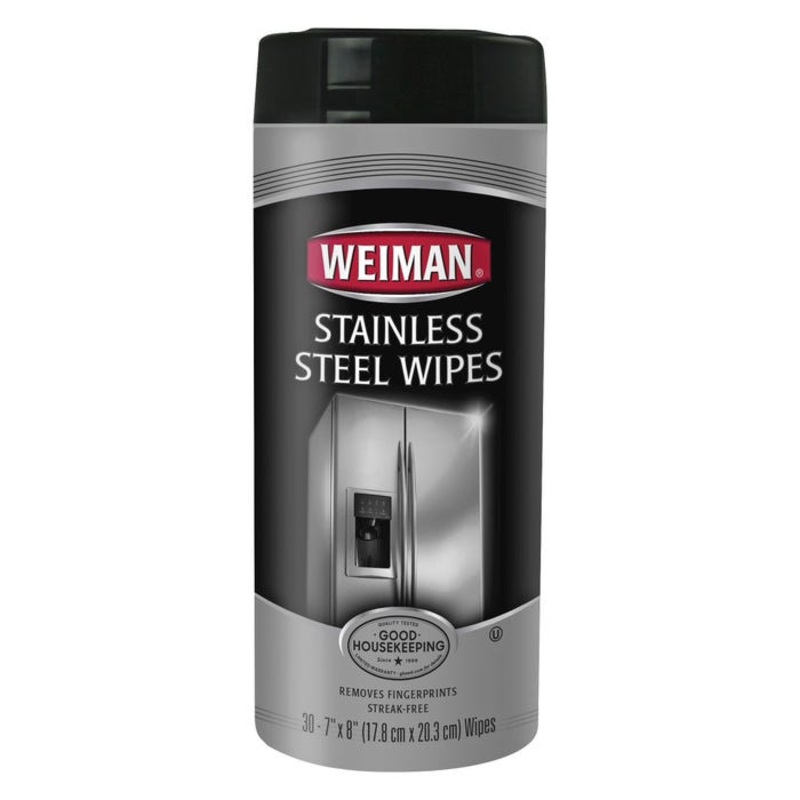 Weiman Wipes, f/Stainless Steel, 7 x 8 Inches, Pack of 30, White