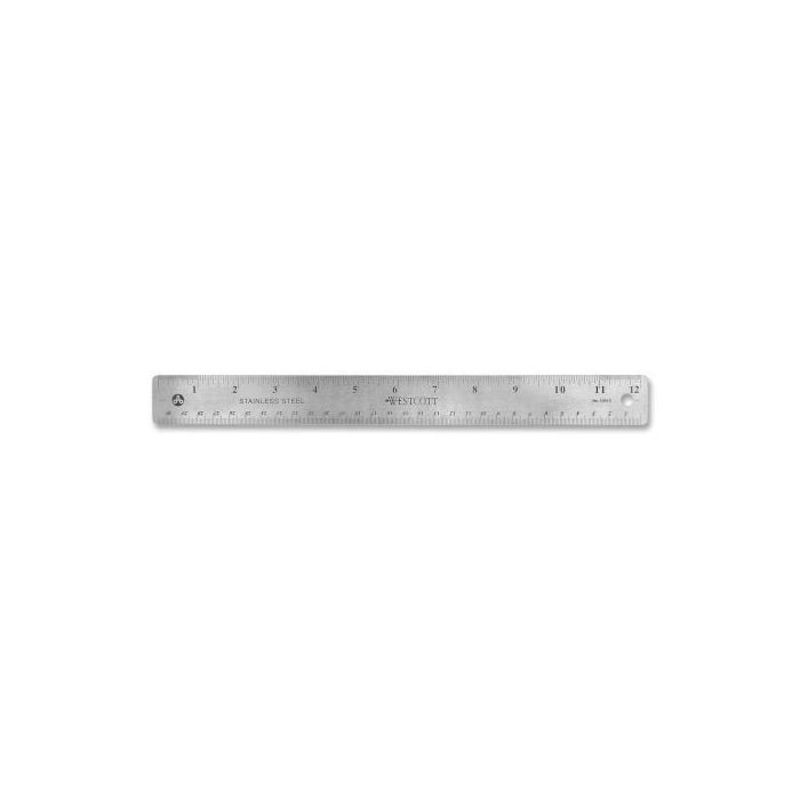Westcott Non-Skid Stainless Steel Ruler, 12 Inches