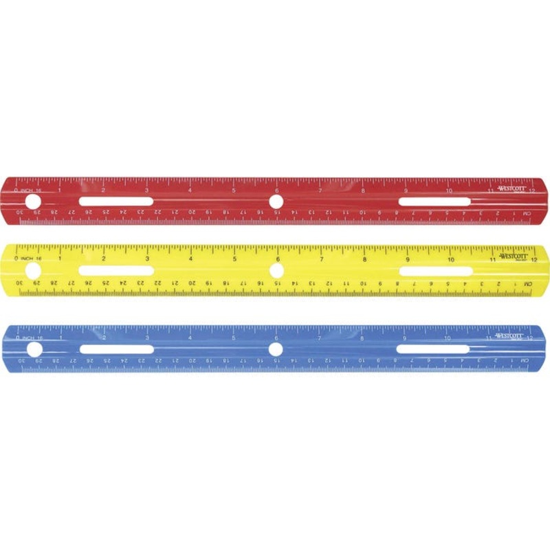 Westcott Plastic Ruler, 12 Inches, Assorted Colors